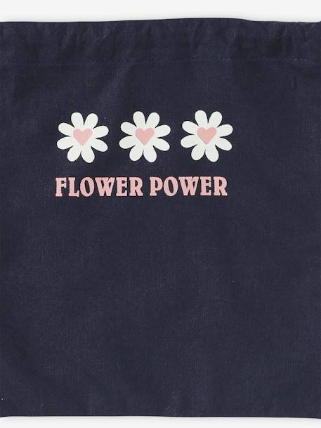 Bolsa para la merienda «Flower power» para niña azul oscuro 
