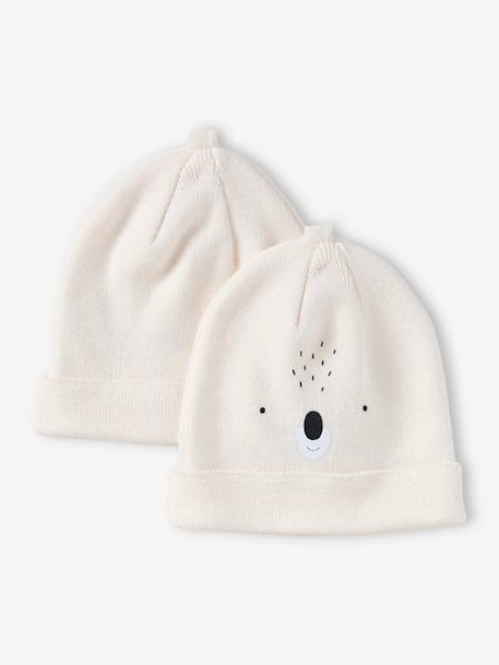 Pack de 2 gorros koala para bebé blanco 