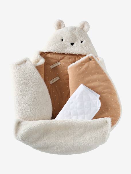 Saquito transformable en peluche Osito BEIGE CLARO LISO CON MOTIVOS+caqui+crudo 