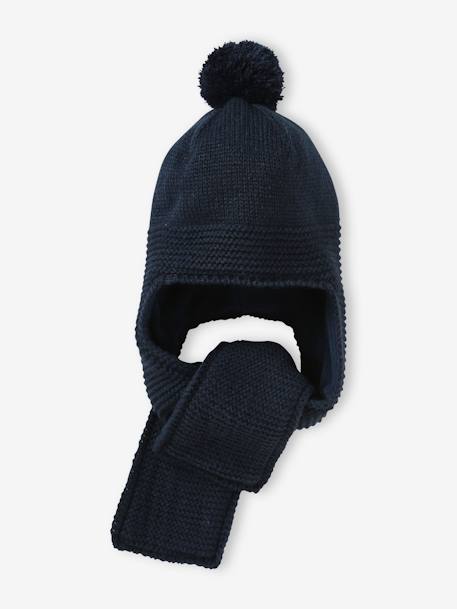 Gorro/bufanda 2 en 1 de punto bobo para bebé azul grisáceo 