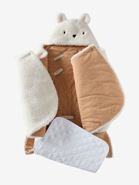 Saquito transformable en peluche Osito BEIGE CLARO LISO CON MOTIVOS+caqui+crudo 