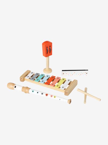 Pack de 4 instrumentos musicales de madera FSC® rojo 