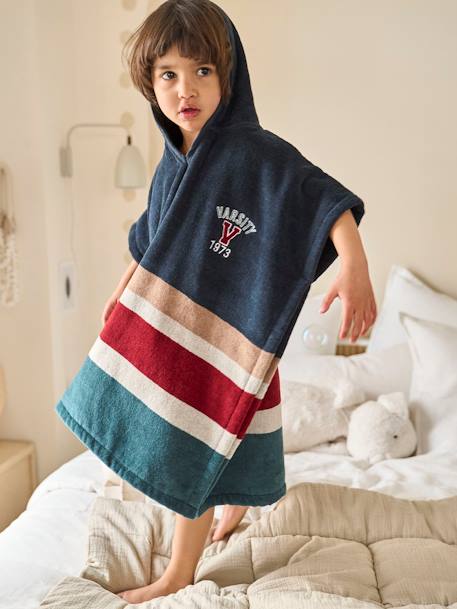 Poncho de baño DANDY AZUL OSCURO LISO CON MOTIVOS 