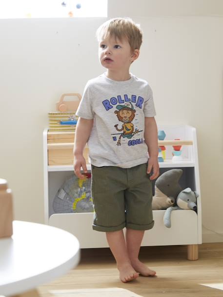 Camiseta con animal divertido para niño gris jaspeado 