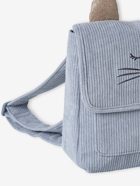 Mochila infantil de pana para preescolar «Gato» azul grisáceo 