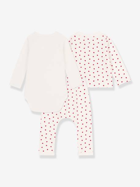 Conjunto de algodón orgánico para recién nacido PETIT BATEAU blanco 