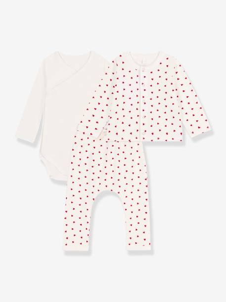 Conjunto de algodón orgánico para recién nacido PETIT BATEAU blanco 