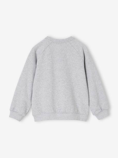 Sudadera divertida para niña crudo+gris jaspeado+verde esmeralda 