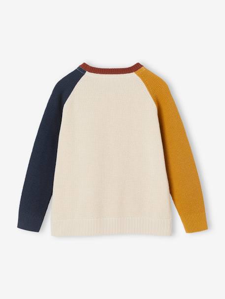 Jersey con efecto «colorblock» para niño crudo+gris jaspeado 