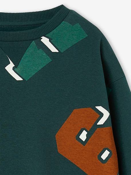 Sudadera de cuello redondo con motivos tamaño maxi para niño verde pino 