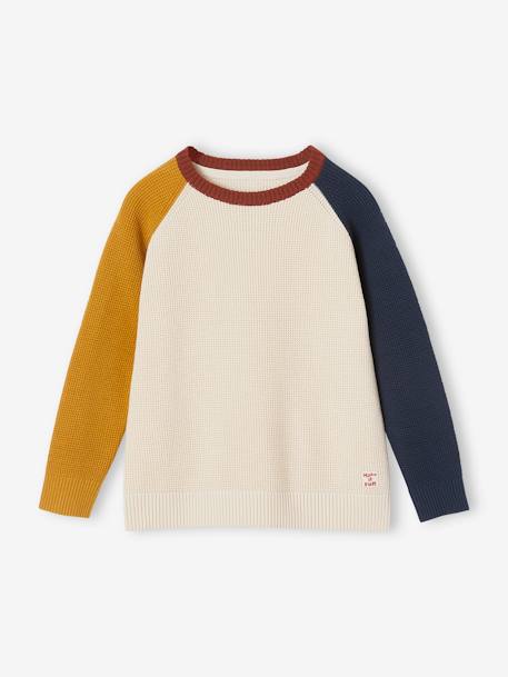 Jersey con efecto «colorblock» para niño crudo+gris jaspeado 