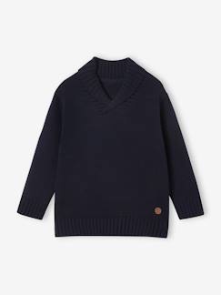 Niño-Jerséis, chaquetas de punto, sudaderas-Jerséis de punto-Jersey de cuello chal y punto jaspeado para niño