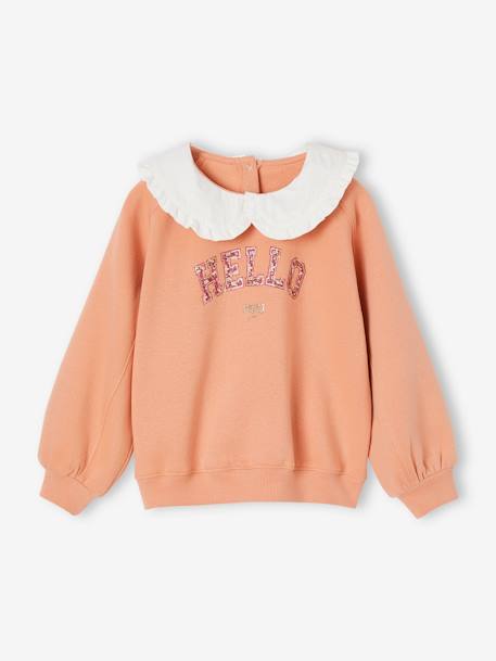 Sudadera romántica con cuello Peter Pan para niña albaricoque+azul marino 