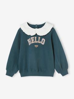 Niña-Jerséis, chaquetas de punto, sudaderas-Sudaderas-Sudadera romántica con cuello Peter Pan para niña