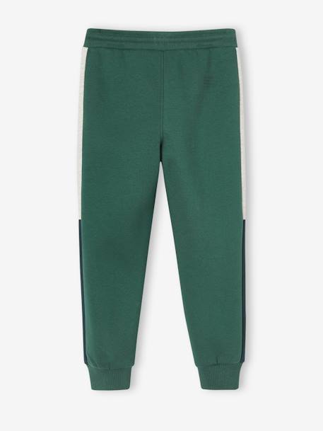 Pantalón deportivo de felpa con bandas bicolores a los lados, para niña NEGRO OSCURO LISO CON MOTIVOS+verde pino 