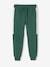 Pantalón deportivo de felpa con bandas bicolores a los lados, para niña NEGRO OSCURO LISO CON MOTIVOS+verde pino 