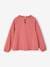 Camiseta blusa con detalle de bordado inglés, niña crudo+rosa viejo+VERDE OSCURO LISO 