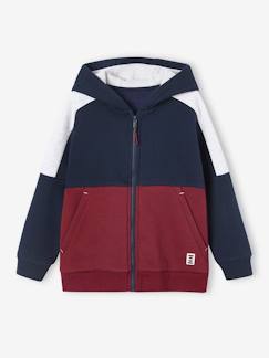 -Sudadera deportiva con cremallera y capucha efecto colorblock niño