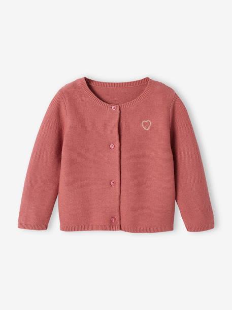 Bebé-Sudaderas, jerséis y chaquetas de punto-Chaquetas de punto-Cárdigan con bordado dorado de corazón, bebé