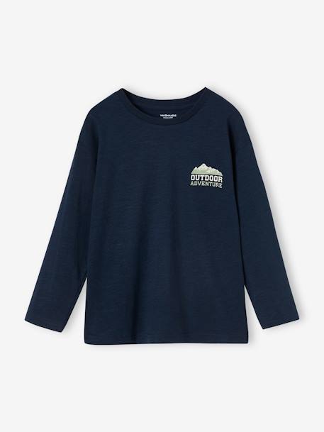 Camiseta con motivo grande detrás para niño azul oscuro+verde sauce 