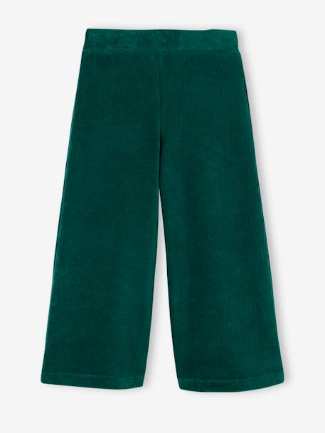 Pantalón ancho de pana, niña ciruela+MARRON MEDIO LISO+verde pino 