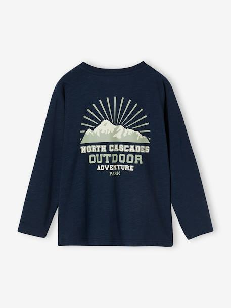 Camiseta con motivo grande detrás para niño azul oscuro+verde sauce 