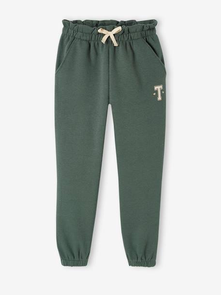 Pantalón jogging de felpa con cintura «paperbag» para niña azul marino+rosa chicle+verde 