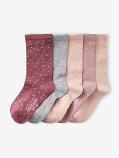 Lotes y packs-Niña-Pack de 5 pares de calcetines con lunares para niña