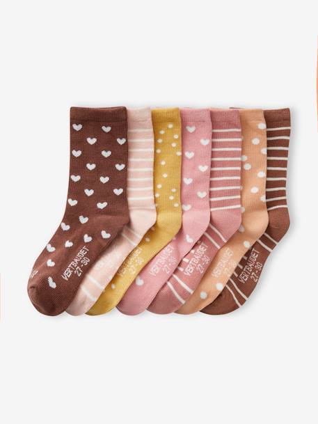 Pack de 7 pares de calcetines para niña para toda la semana avellana 