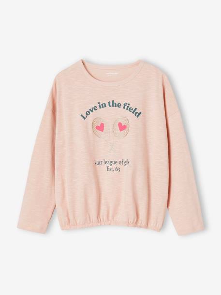 Camiseta deportiva de manga larga elástica para niña rosa maquillaje 