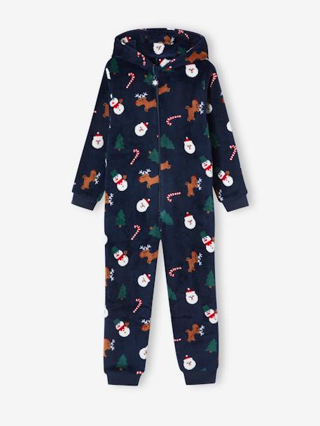 Mono pijama de Navidad para niño azul marino 