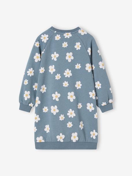 Vestido de felpa con flores «pop» para niña arcilla+azul grisáceo 