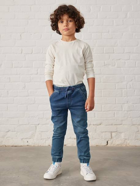 Pantalón de felpa efecto denim, fácil de vestir, para niño AZUL OSCURO LAVADO+denim gris 