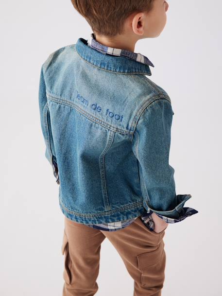 Chaqueta vaquera personalizable, con nuevo volumen, para niño AZUL OSCURO LAVADO+denim black 