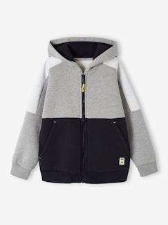 Niño-Jerséis, chaquetas de punto, sudaderas-Sudaderas-Sudadera deportiva con cremallera y capucha efecto colorblock niño