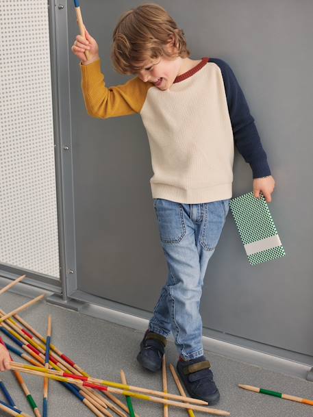 Jersey con efecto «colorblock» para niño crudo+gris jaspeado 