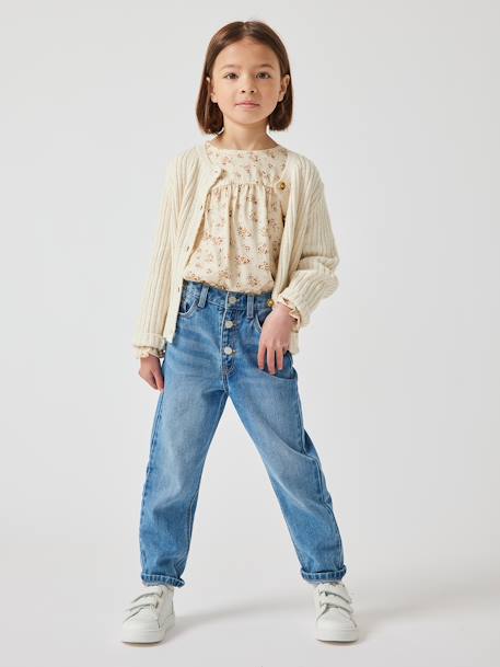 Vaqueros «Mom fit» de MorphologiK para niña - Talla de cadera MEDIANA azul jeans+doble stone+stone 