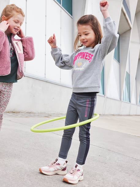 Sudadera deportiva «Happiness» de felpa de rizo y detalles irisados para niña gris jaspeado 