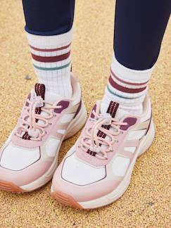Zapatillas deportivas de piel de caña media con cierre autoadherente para  niña - Colección de maternidad beige dorado - Vertbaudet