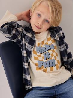 Niño-Camisetas y polos-Camisetas-Camiseta a cuadros con texto de tinta con relieve para niño