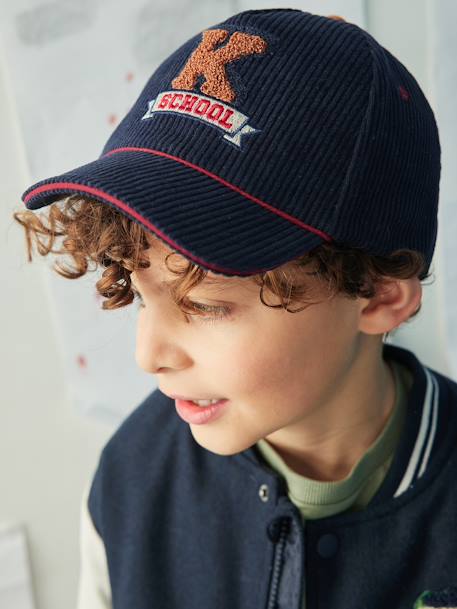 Gorra de pana de abrigo para niño azul marino 