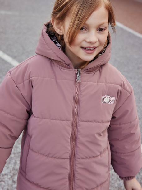 Parka reversible con efecto metalizado con capucha o chaqueta acolchada para niña plata 