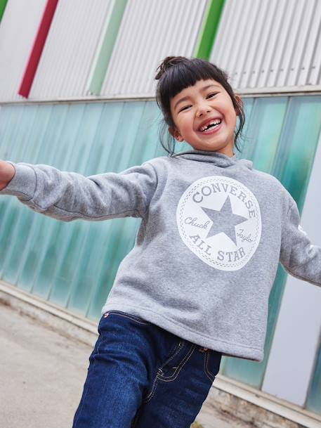 Sudadera con capucha Chuck Patch Cropped Hoodie CONVERSE gris+rosa 