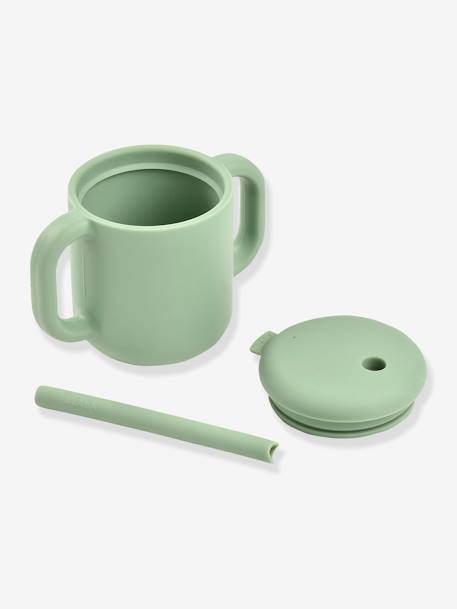 Taza con pajita de silicona BÉABA verde 