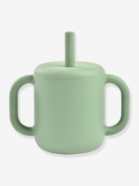 Taza con pajita de silicona BÉABA verde 