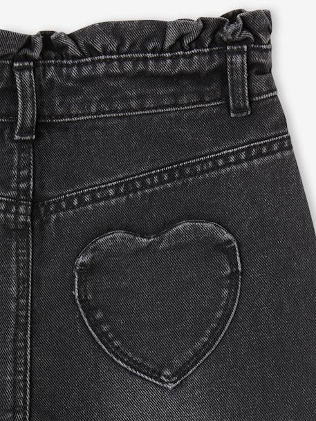 Vaqueros «Mom fit» con bolsillos con forma de corazón detrás para niña denim gris+denim natural+stone 