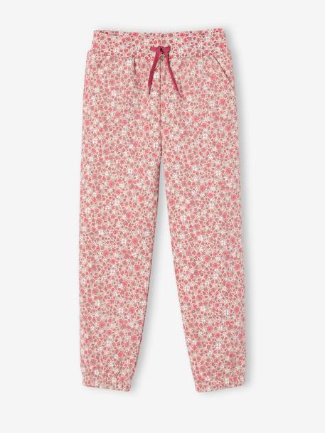 Pantalón jogging de felpa con estampado de flores para niña rosa estampado 