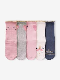 Preparar la llegada del bebé - Homewear Futura mamá-Niña-Ropa interior-Pack de 5 pares de calcetines «unicornios y corazones» para niña
