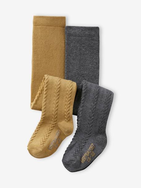 Bebé-Calcetines, leotardos-Pack de 2 pares de leotardos de punto trenzado para bebé niña