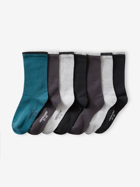 Pack de 7 pares de calcetines, para niño chocolate+gris+verde 